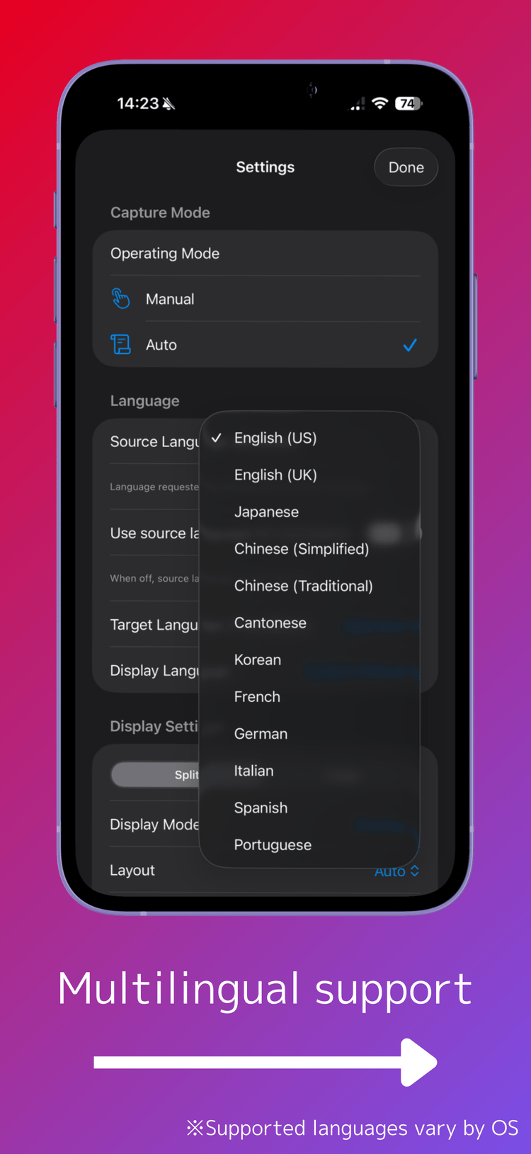 Multilingual support
